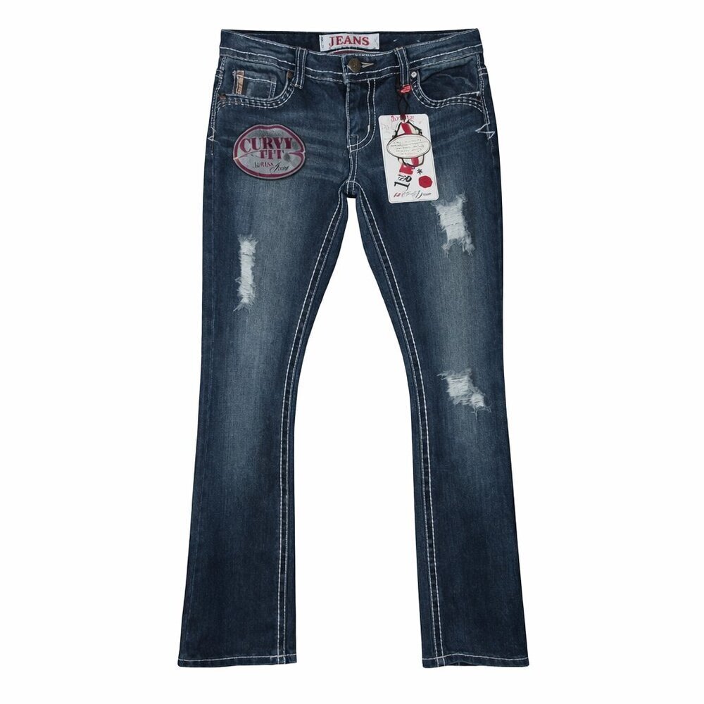 1st KISS Distressed Slim Boot Bling Denim Jeans 5
